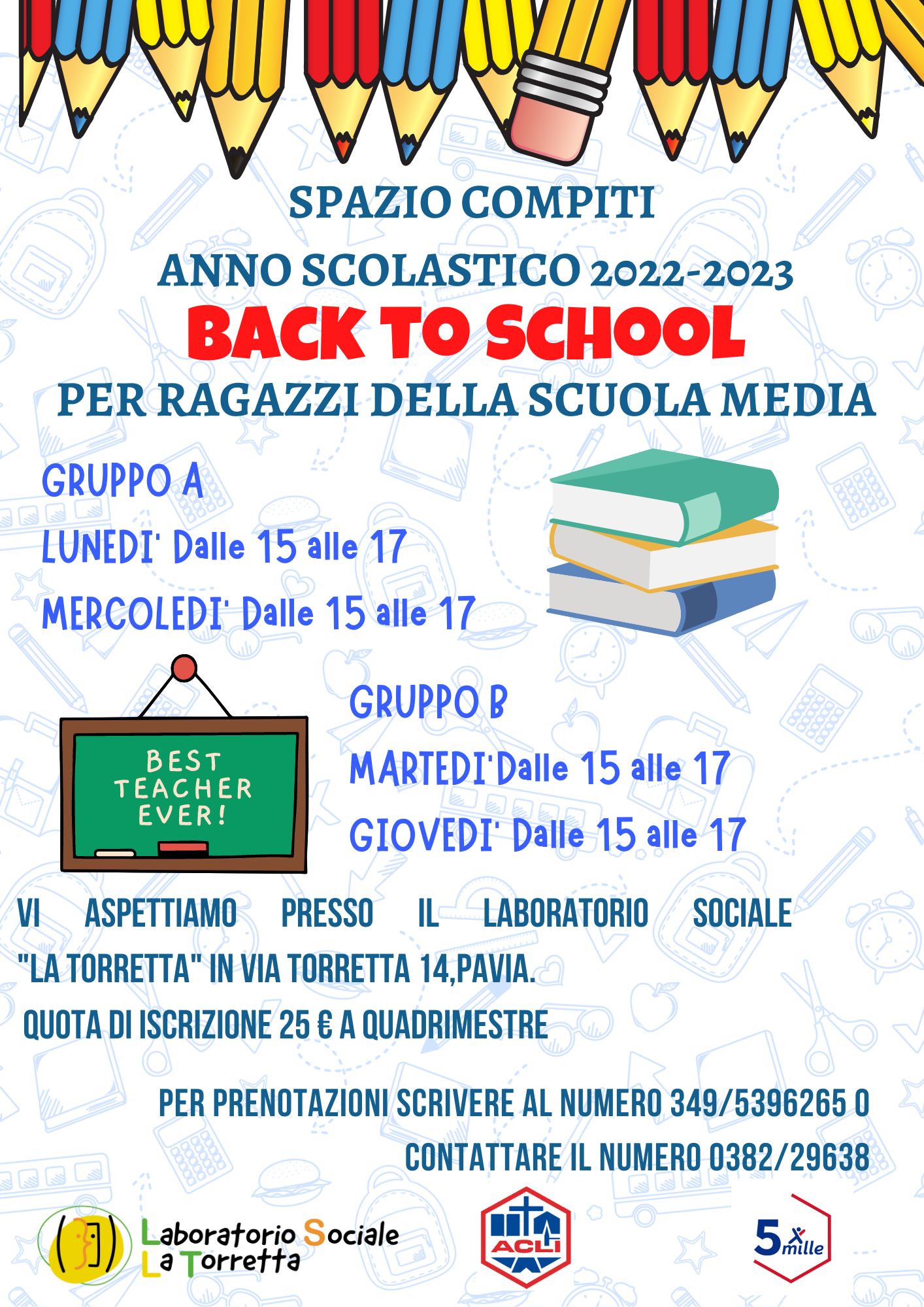Spazio compiti per ragazzi delle scuole medie